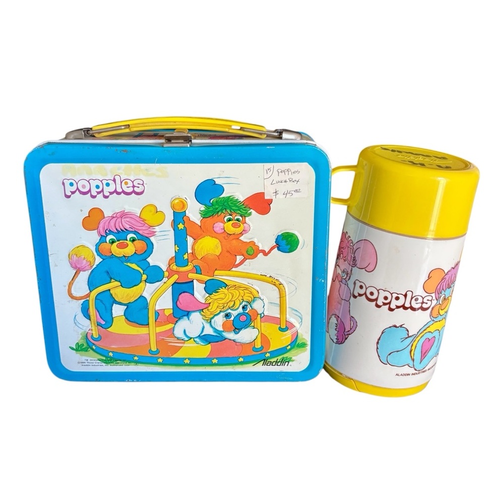Popples Metal Lunchbox with Thermos 1986 Aladdin VTG Cartoon Toy Collectible HTF